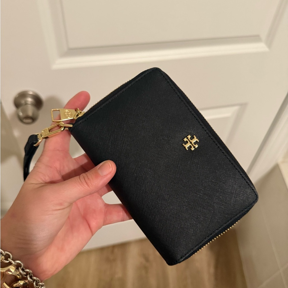 Tory Burch Black Wallet with Gold Accents